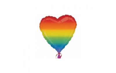 Folieballon Hart regenboog  (zonder helium)